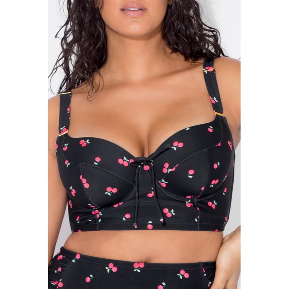Women's Smart and Sexy Longline Underwire Bikini Swim Top (Sweet Cherry 38DDD)